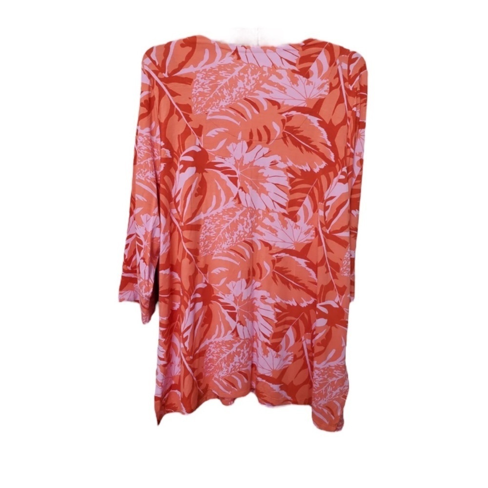 SOFT SURROUNDINGS Tropical Leaves Beaded Del Rio Tunic Blouse in Orange Size Med - Picture 3 of 6